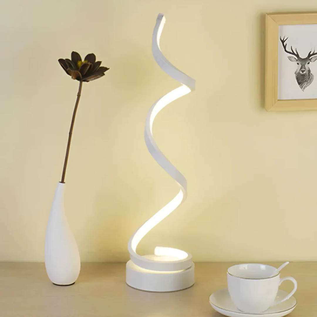 19W Modern Table Lamp with Dimmer – Spiral LED Design
