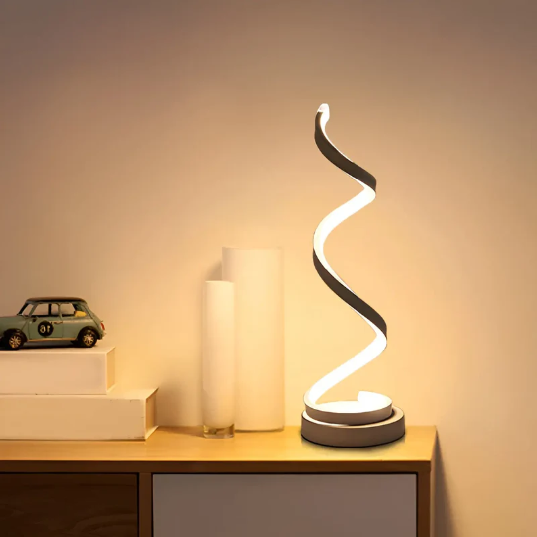 19W Modern Table Lamp with Dimmer – Spiral LED Design
