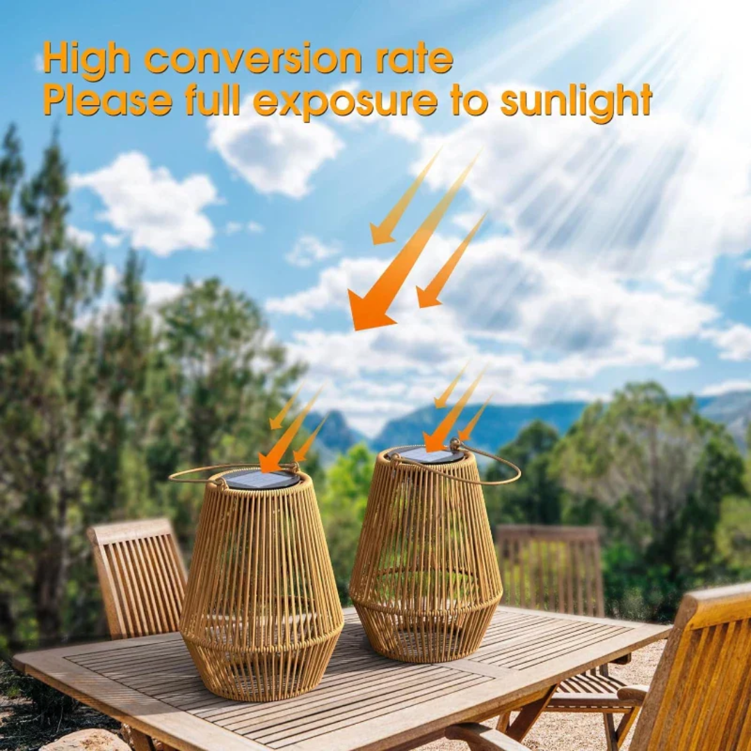 Waterproof LED Light – Handcrafted Rattan Solar Garden Lantern