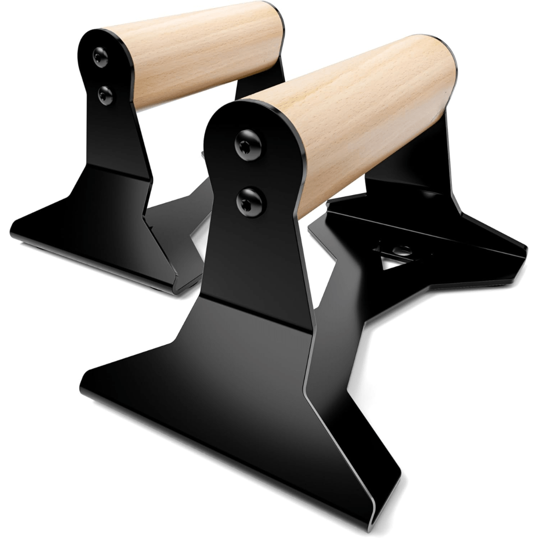 StrongHold Wooden Push-Up Parallettes with Steel Support