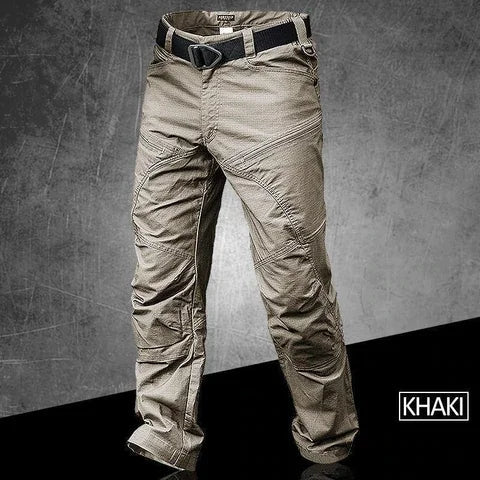 Men's Waterproof Black Cargo Trousers with Multiple Pockets for Outdoors
