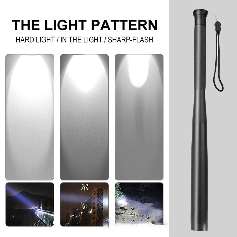 LED Flashlight in Baseball Bat Design – 3 Lighting Modes, Aluminum Alloy