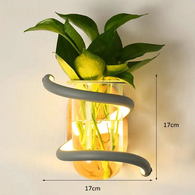 NatureLuxe Wooden LED Wall Lamp with Integrated Vase