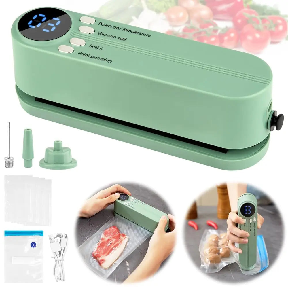 Compact Cordless Mini Vacuum Sealer – 3-in-1 Design for Food Preservation