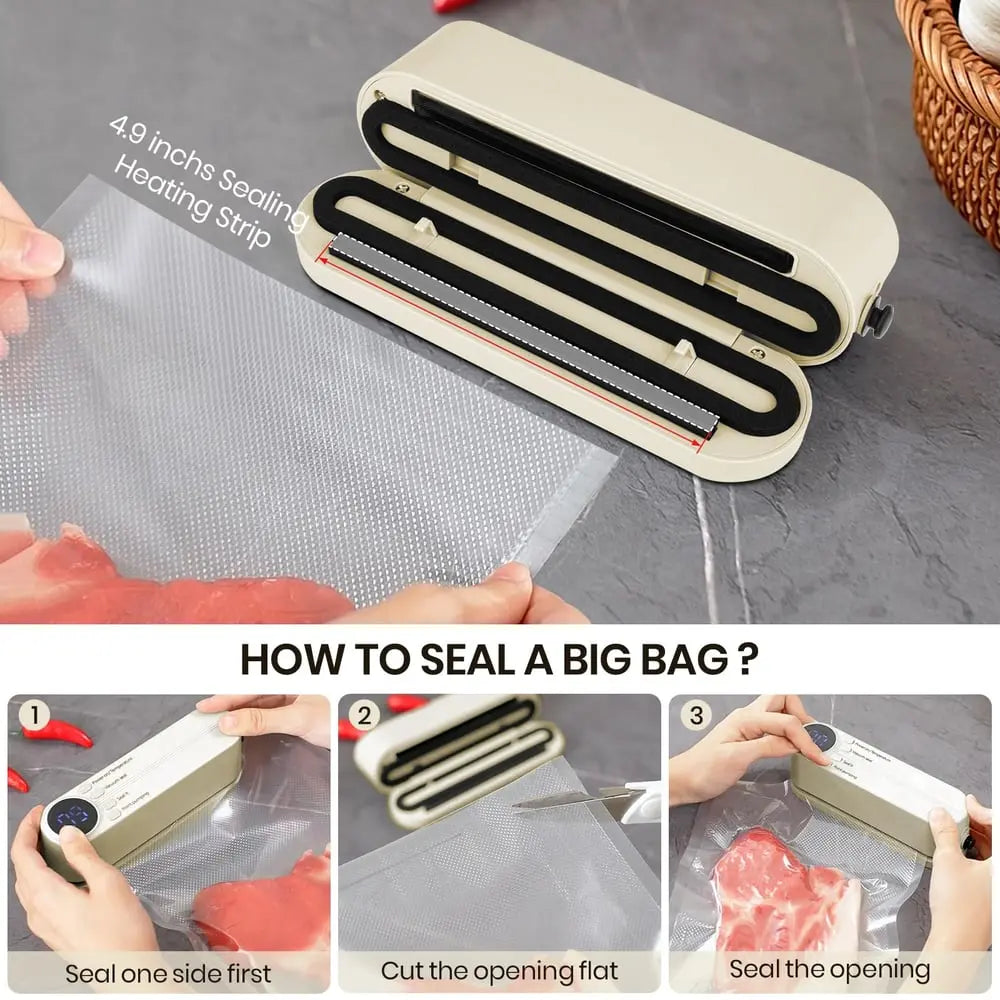 Compact Cordless Mini Vacuum Sealer – 3-in-1 Design for Food Preservation