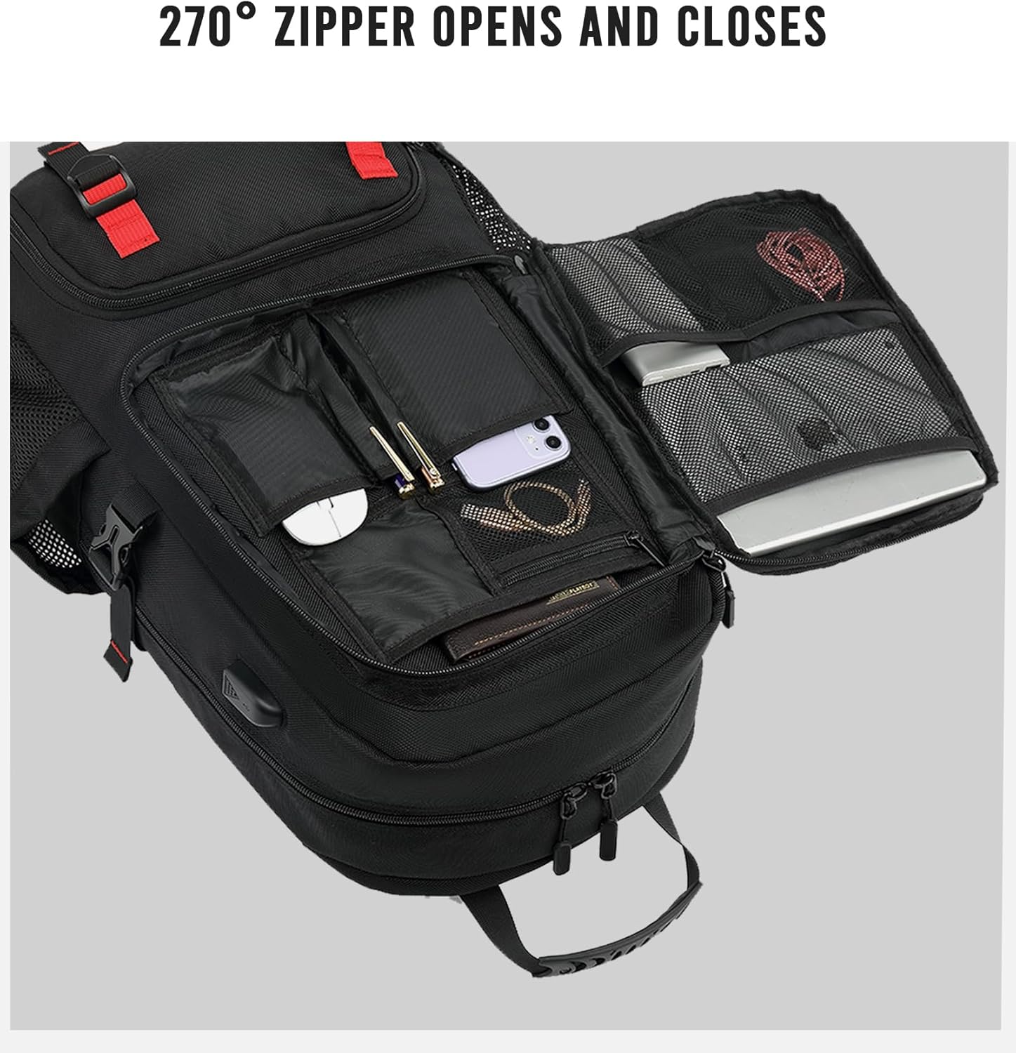 60L Waterproof Laptop Backpack with USB Port & Shoe Storage - Expandable Travel Bag