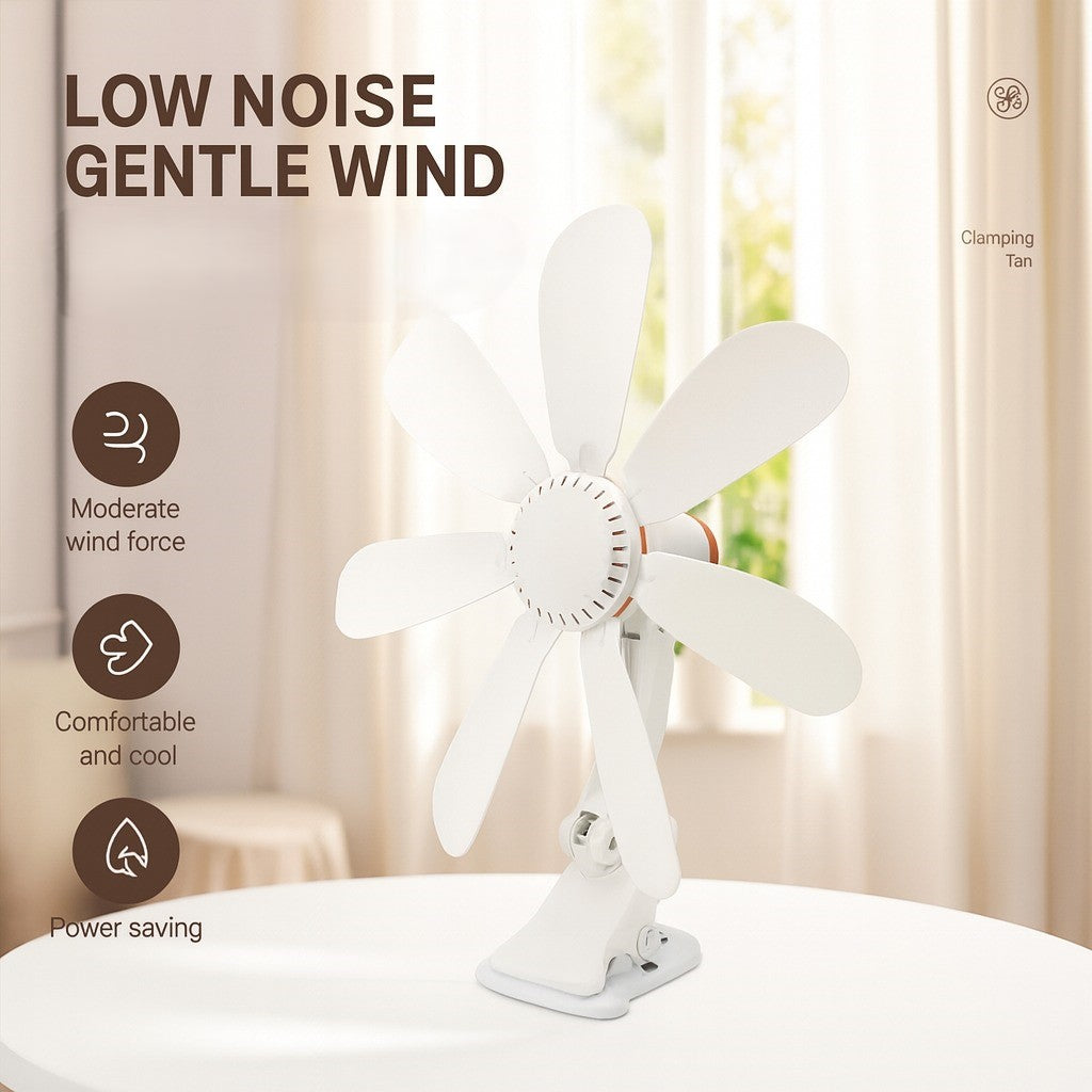 Compact Clip-On Fan for Desk – Quiet Operation Ideal for Personal Use