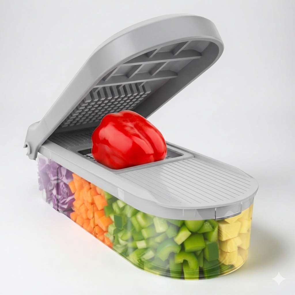 Manual Vegetable Chopper Set with 7 Blades – Versatile Food Prep Tool