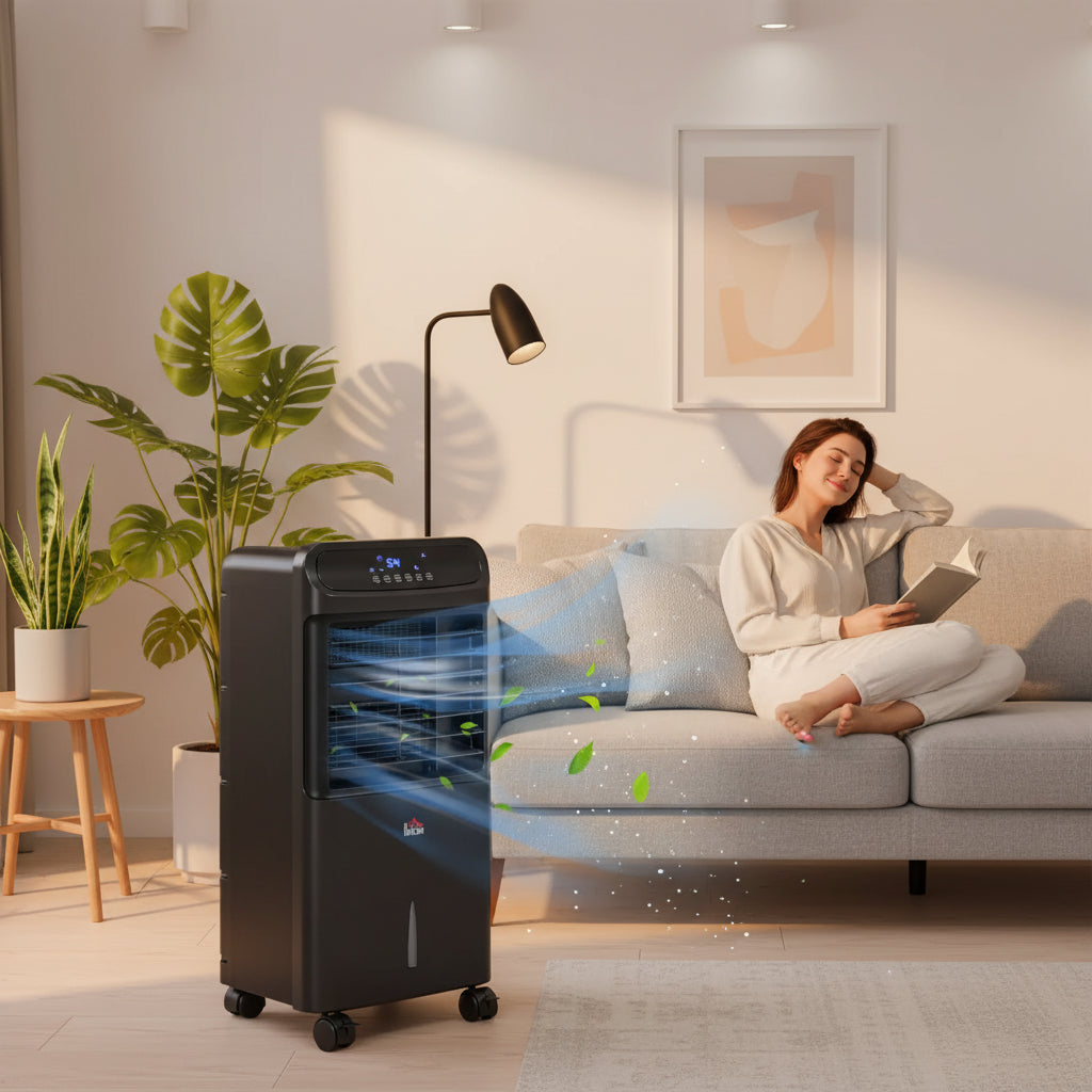 3-in-1 Evaporative Cooling Fan with 12-Hour Timer – Portable Swamp Cooler