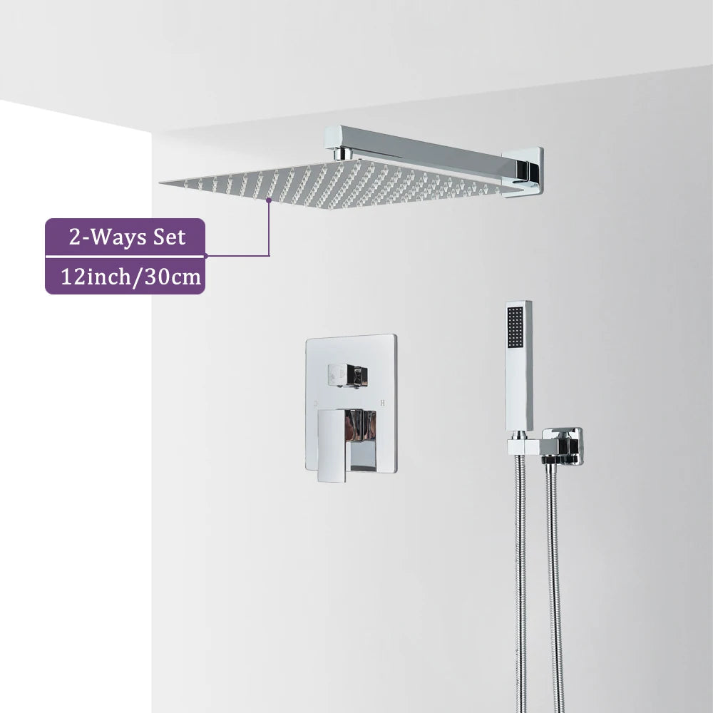 Adjustable Rainfall Shower Head System in Chrome Brass Finish