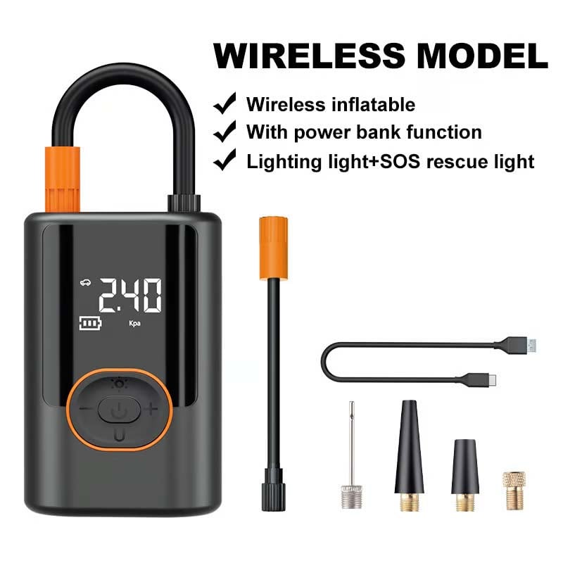 Portable Air Inflator for Cars, Bikes, and Balls – LCD Display & LED Light