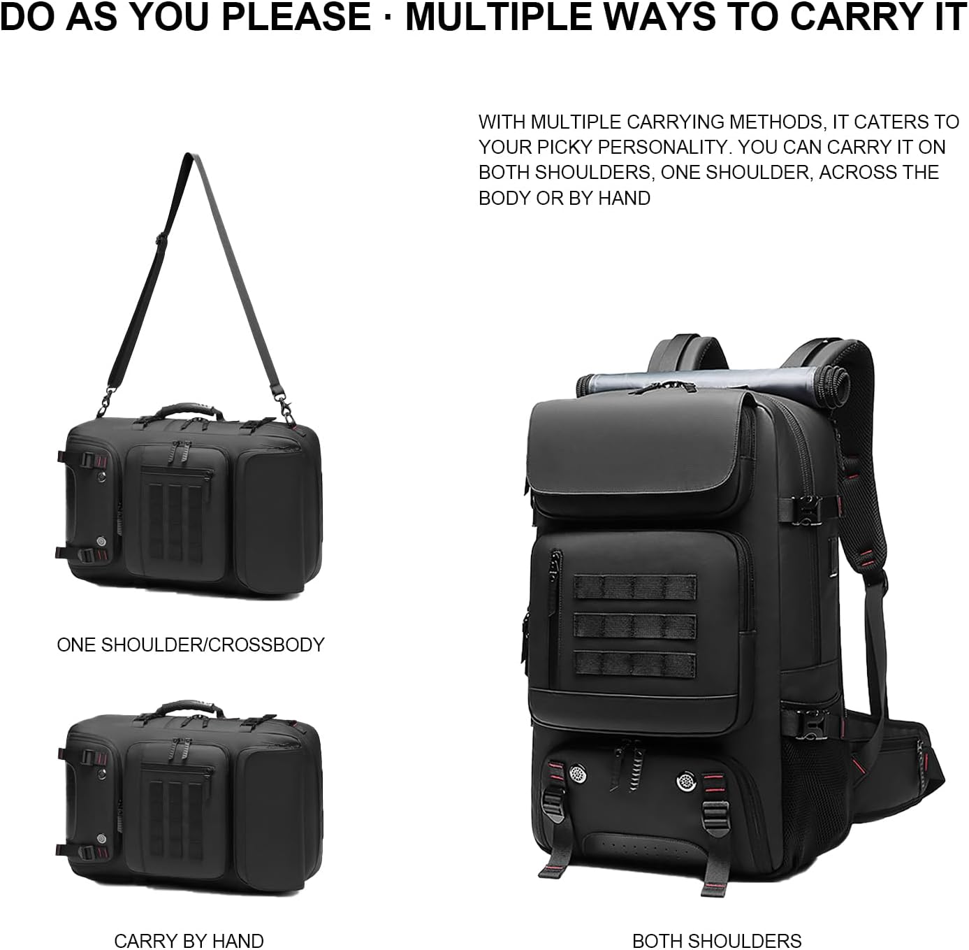50L Waterproof Travel Backpack with USB Charger – Ideal Carry-On for Men
