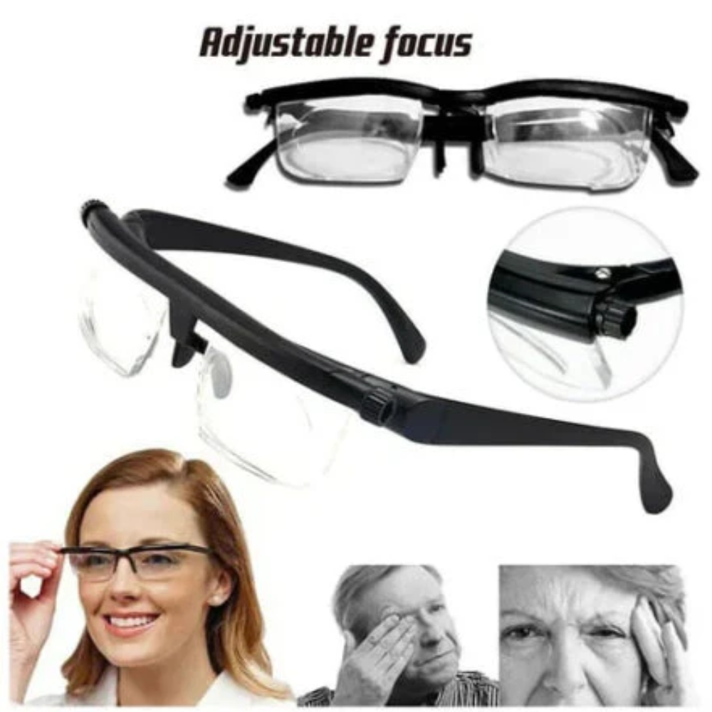 Focus-Adjustable Reading Glasses for Close and Far Vision
