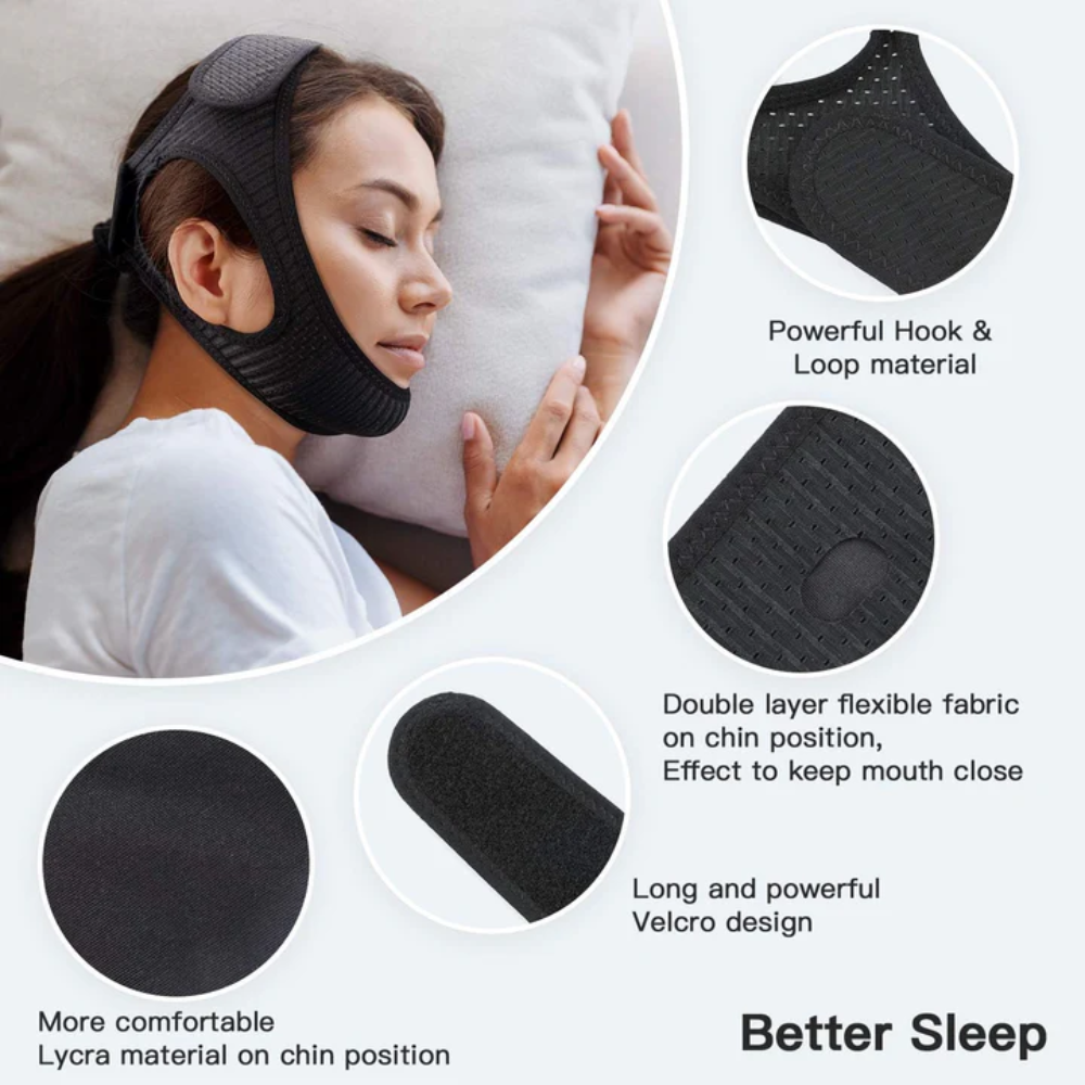Chin Strap for Adjustable Comfort During Sleep and Snoring Relief