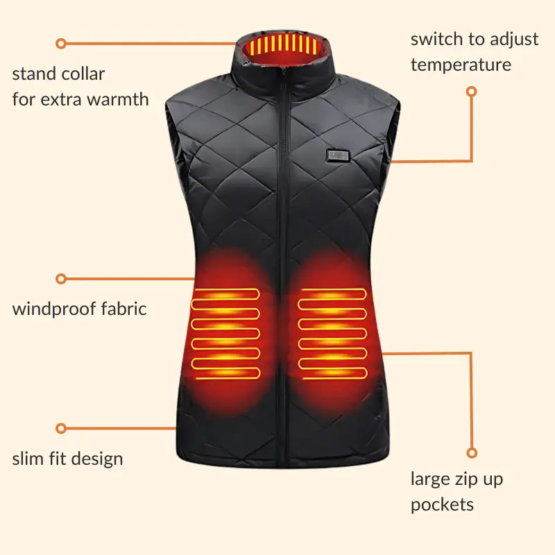 Adjustable Warmth Slim Fit Heated Vest for Women in Cold Weather