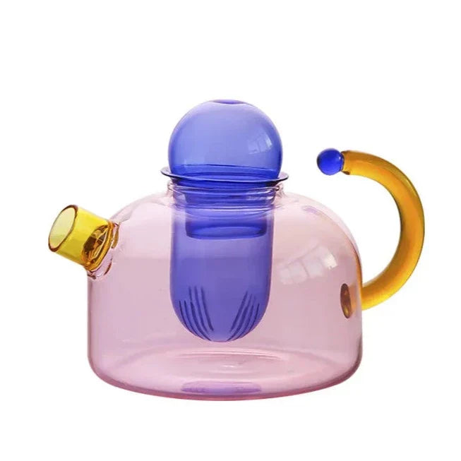 Colorful Borosilicate Tea Cups and Teapot Set – Unique Glass Shapes