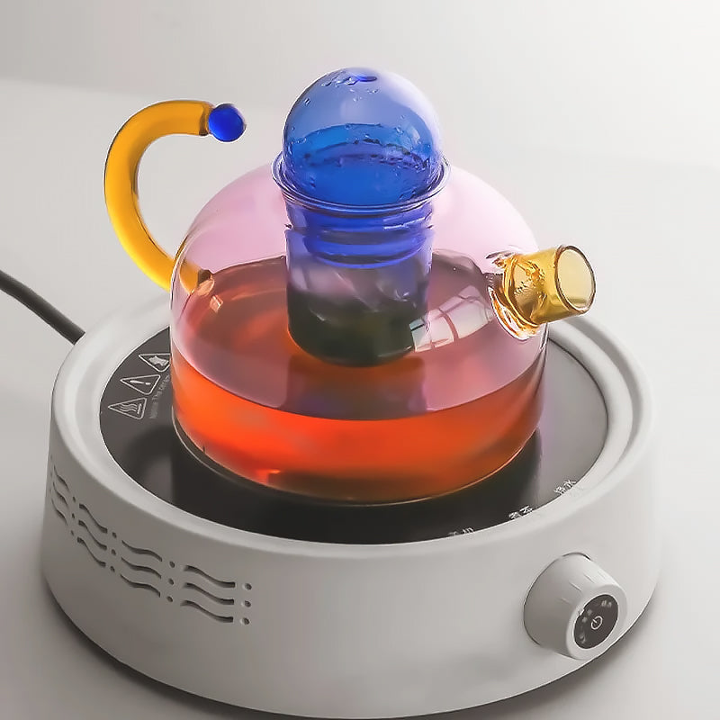 Colorful Borosilicate Tea Cups and Teapot Set – Unique Glass Shapes