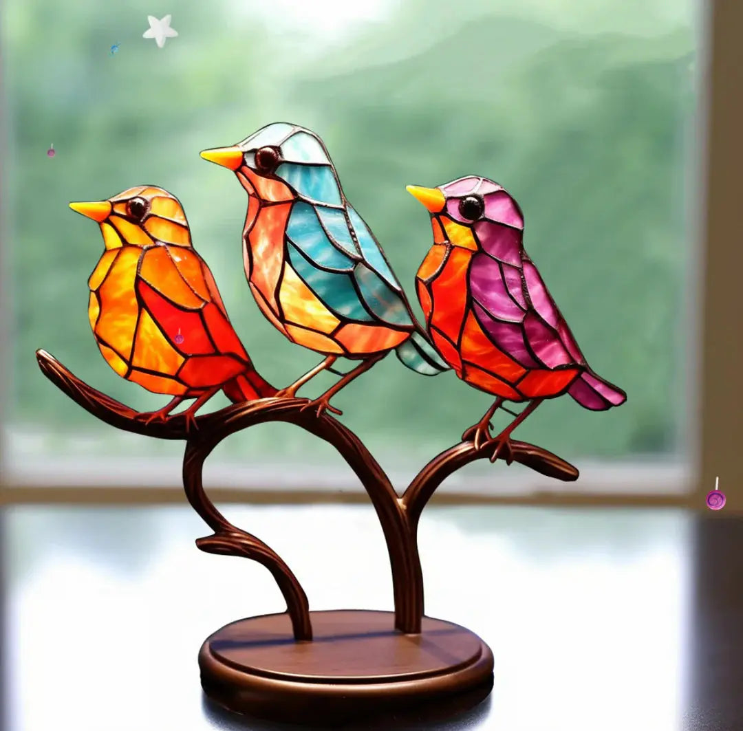 Nature-Inspired Bird Window Art – Cheerful Sunlight Reflection Decor