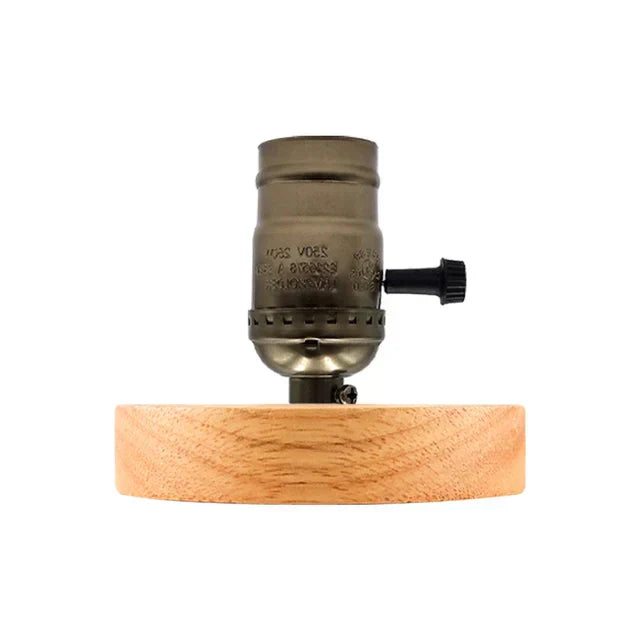 Wooden Table Lamp in Retro Style with Warm White LED Bulb