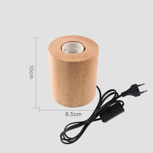 Wooden Table Lamp in Retro Style with Warm White LED Bulb
