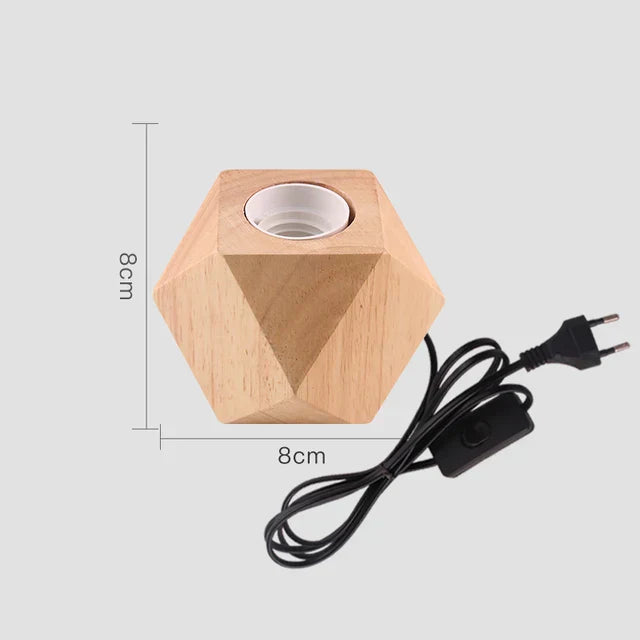 Wooden Table Lamp in Retro Style with Warm White LED Bulb