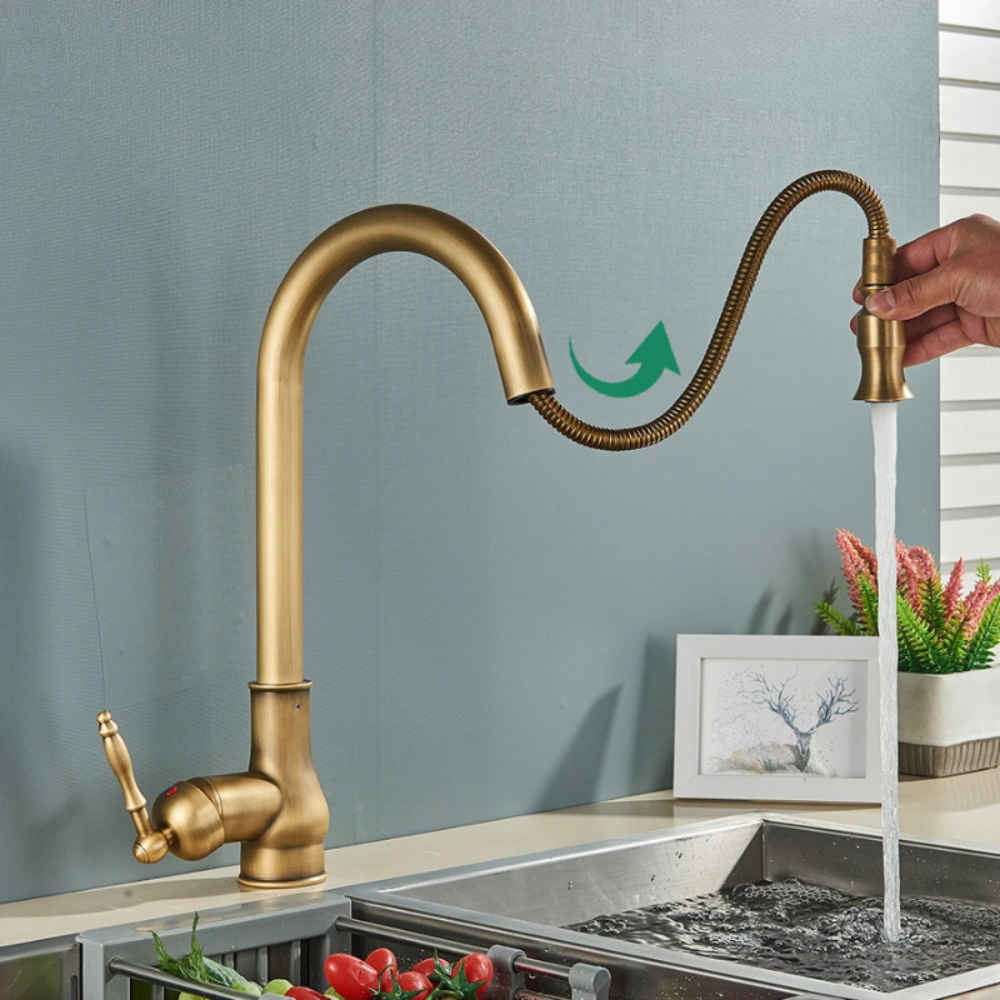 Elegant Brass Swivel Spout Kitchen Mixer Faucet
