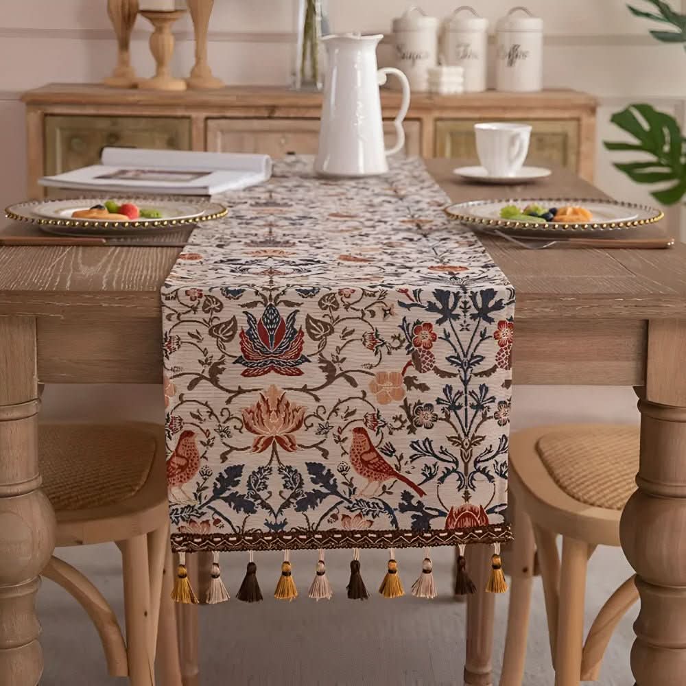 Rustic Charm Table Runner Featuring Nature-Inspired Design