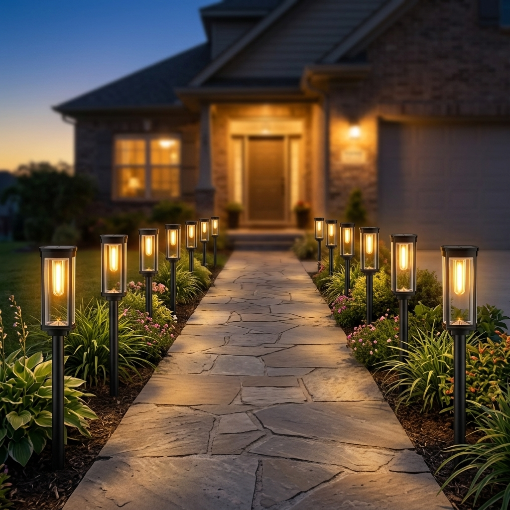 Elegant Lantern Design Solar Pathway Lights with Filament LED Bulb