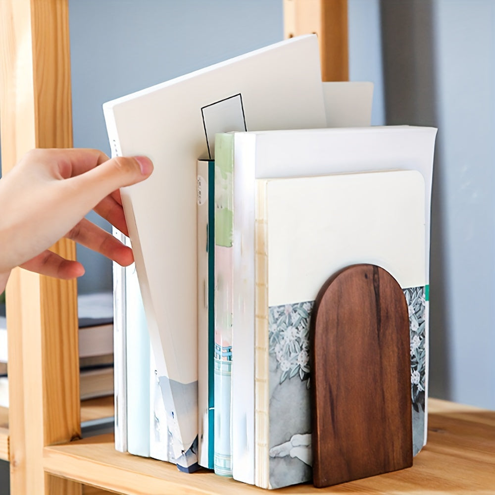 Elegant Walnut Wood Book Supports for Ultimate Desk Organization