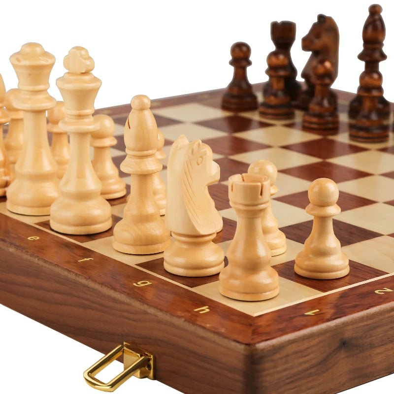 EleganceFold Wooden Chess Set with Travel-Friendly Design