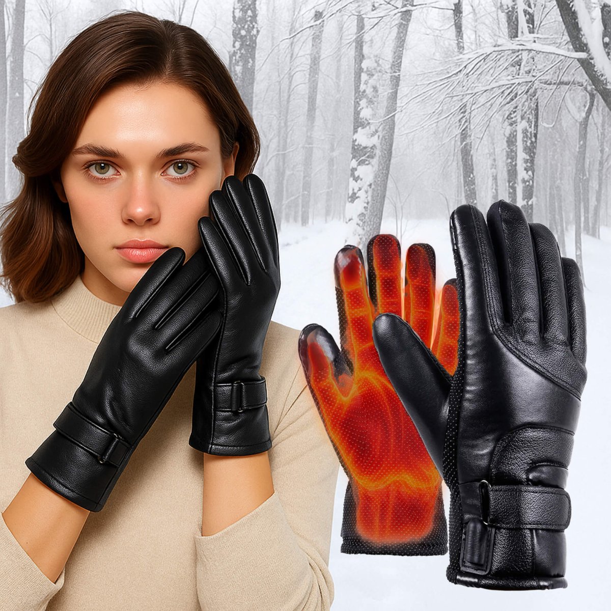 WarmGuard Adjustable Waterproof Heated Gloves for Women