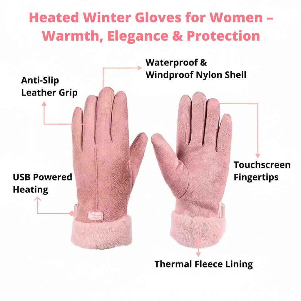 WarmGuard Adjustable Waterproof Heated Gloves for Women