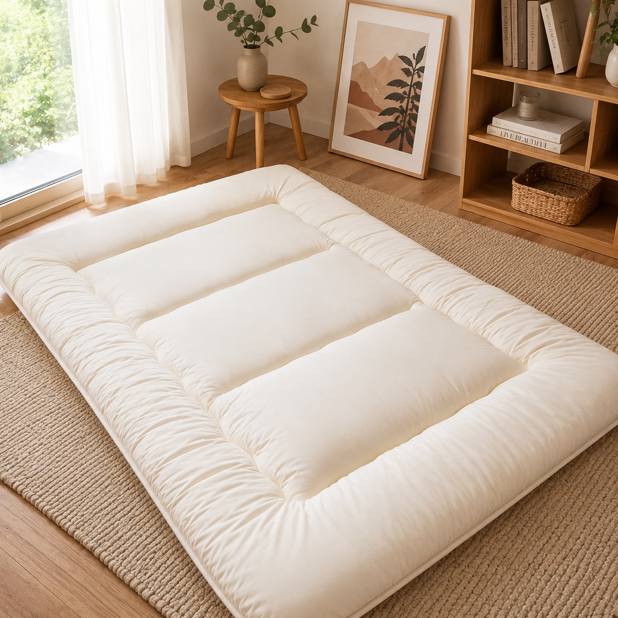 Foldable Tatami Mattress Pad, 4-Inch Thick Floor Bed for Adults & Kids