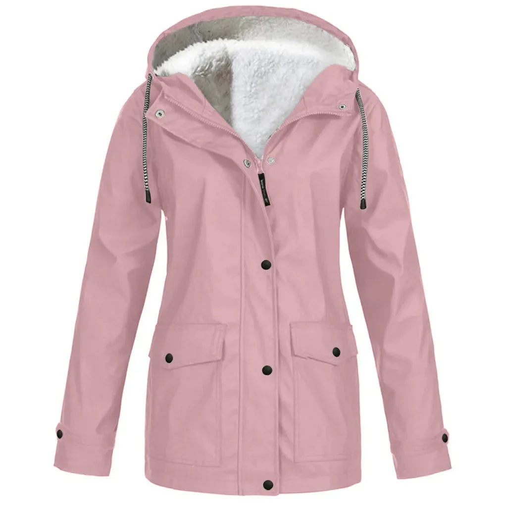 Women’s Waterproof Jacket | Windproof with Fleece Lining | Hooded Design | Durable Outdoor Layer