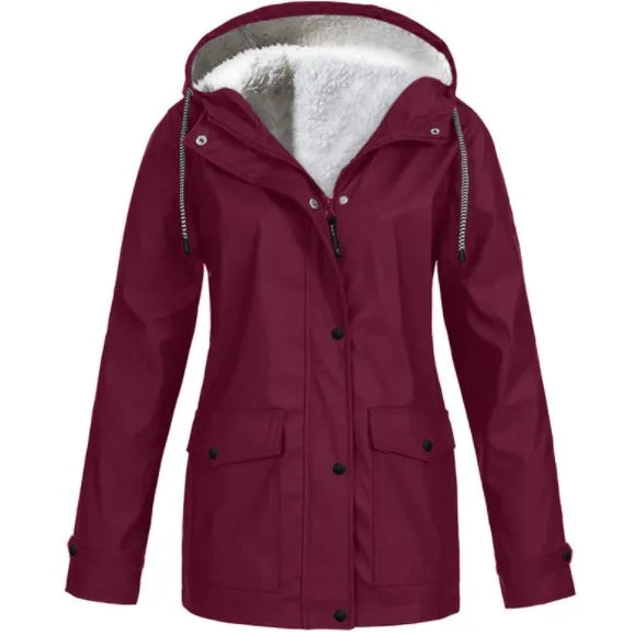 Women’s Waterproof Jacket | Windproof with Fleece Lining | Hooded Design | Durable Outdoor Layer
