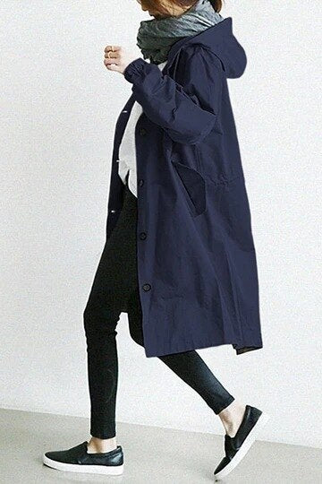 Women’s Trench Coat | Lightweight Hooded Design | Breathable Fabric | Versatile Wear for Transitional Seasons