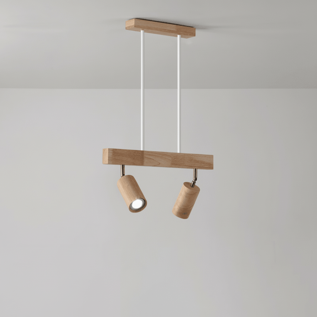 LuxeGlow Adjustable Solid Wood LED Ceiling Light Fixture