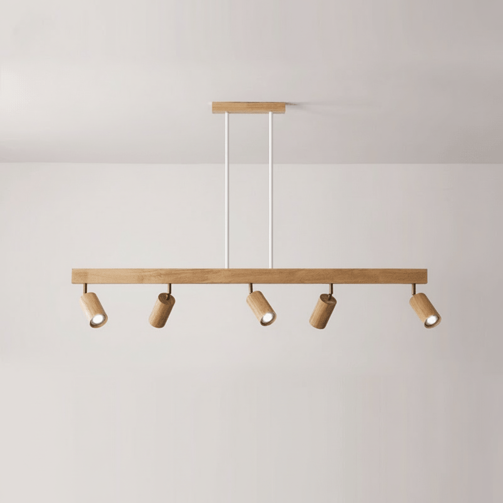 LuxeGlow Adjustable Solid Wood LED Ceiling Light Fixture