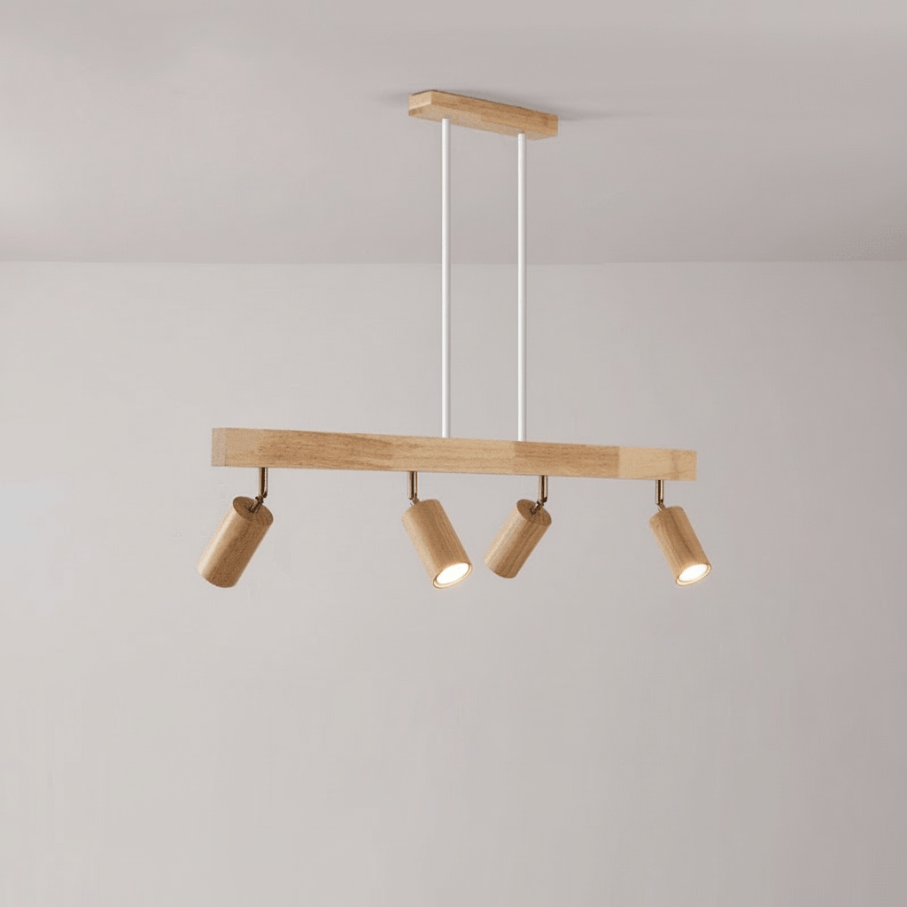 LuxeGlow Adjustable Solid Wood LED Ceiling Light Fixture