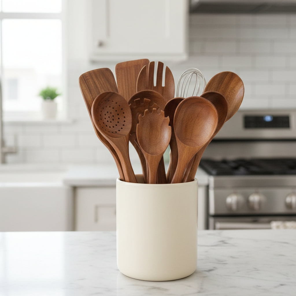 Culinary Harmony - 11-Piece Wooden Cooking Utensil Set