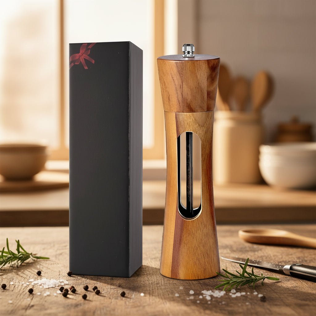 RusticCraft Adjustable Salt and Pepper Mills for Perfect Seasoning