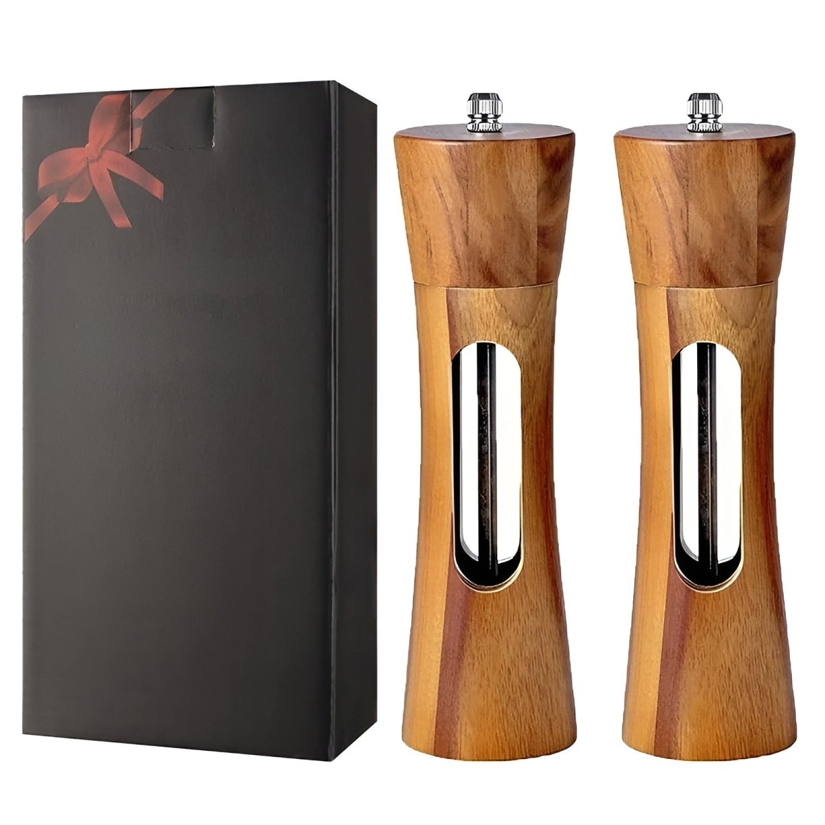 RusticCraft Adjustable Salt and Pepper Mills for Perfect Seasoning