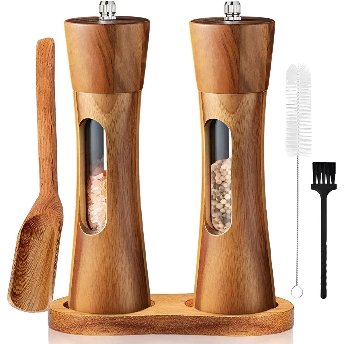 RusticCraft Adjustable Salt and Pepper Mills for Perfect Seasoning