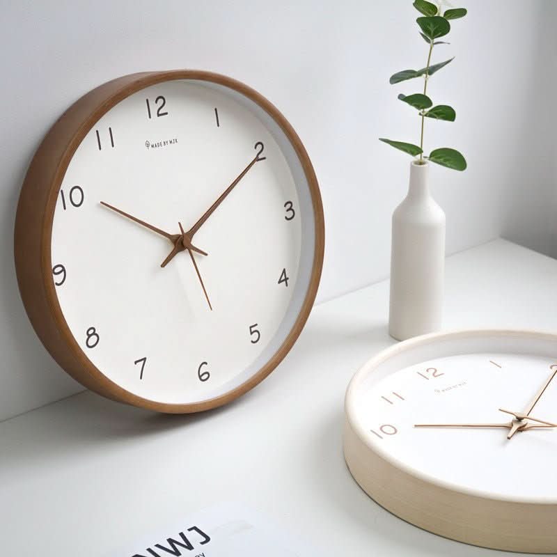 Tranquil Oak Silent Battery-Powered Wall Clock