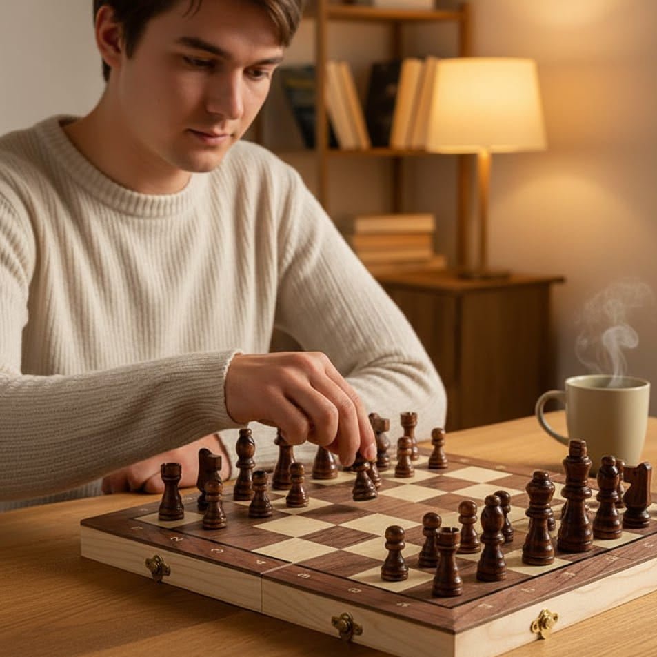 Compact Magnetic Chess Set for Travel and Play Anywhere