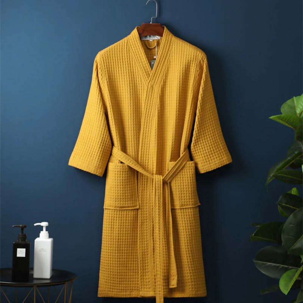 Cotton Comfort Waffle Weave V-Neck Robe for Every Season