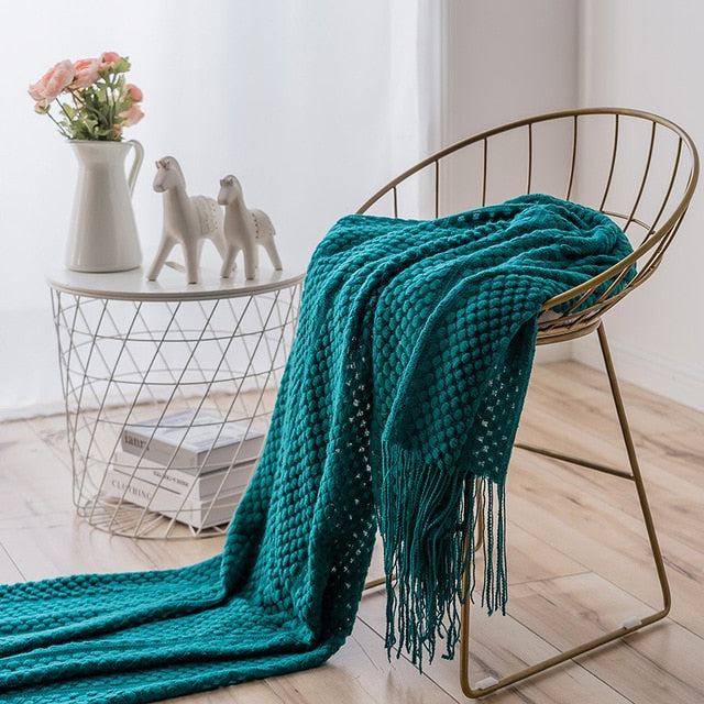 Cozy Acrylic Waffle Knit Blanket - 50 × 79 Inches