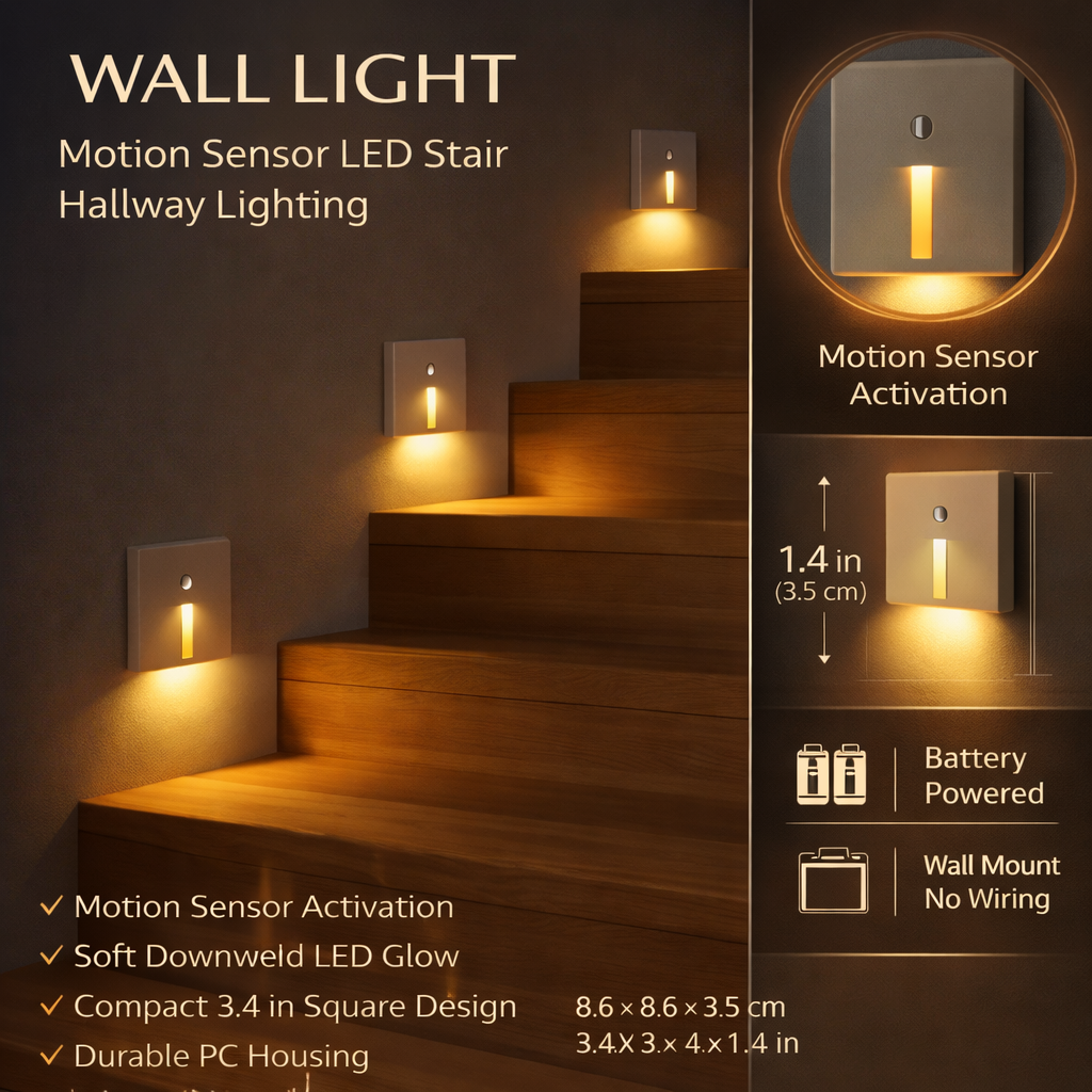 Smart LED Wall Light with Motion Detection for Safe Indoor Spaces