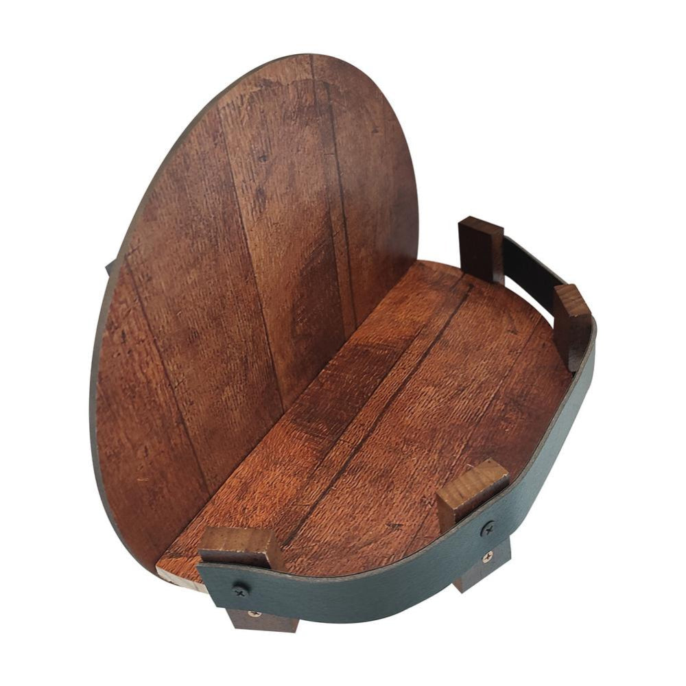 Rustic Round Wall-Mounted Timber Shelf for Display