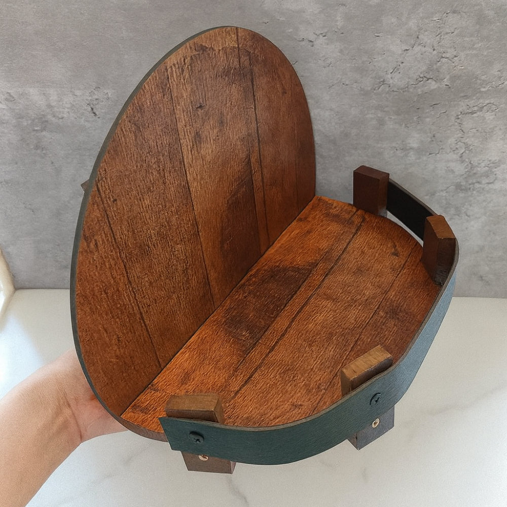 Rustic Round Wall-Mounted Timber Shelf for Display